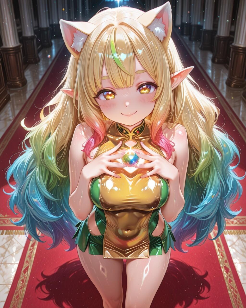 4枚）ドレスとケモ耳エルフさん