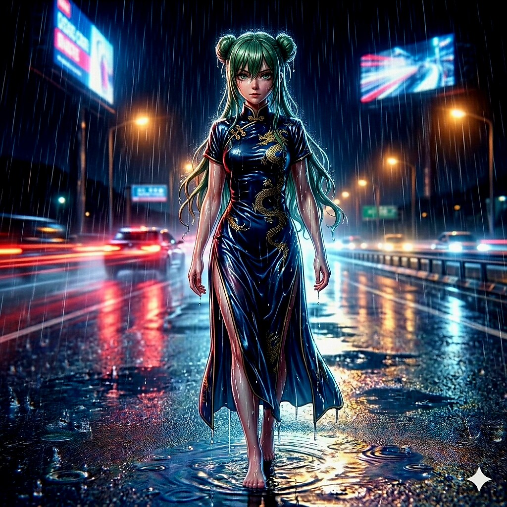 マオマオの豪雨の夜のハイウエィー