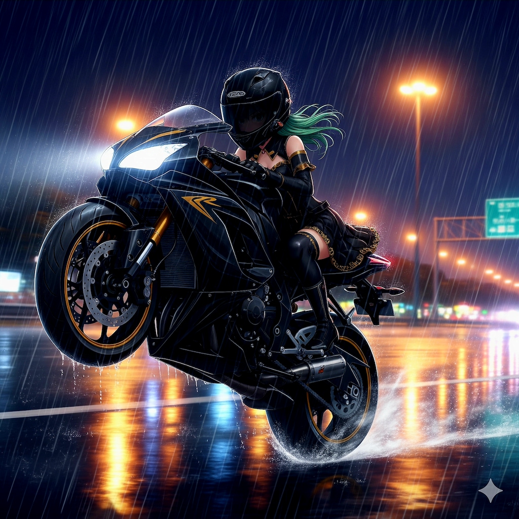 マオマオの豪雨の夜のハイウエィー