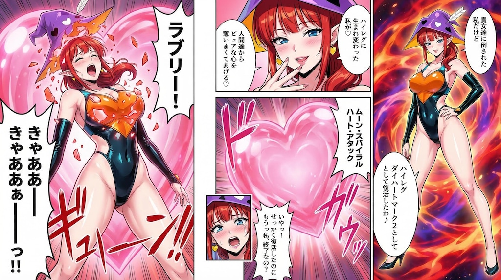 （やられ漫画付き♪）復活のダイハートちゃん💖「ハイレグ・ダイハートマーク2」として生まれ変わったが？即！倒される💦