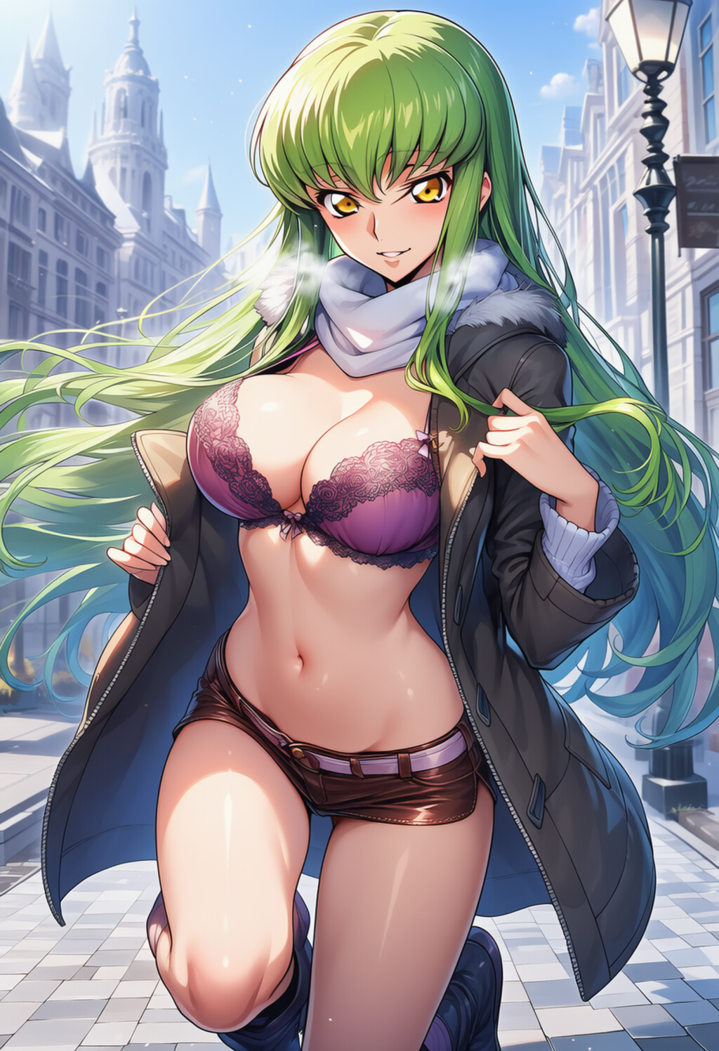 冷光の歩道でほどける視線 ― Thaw Beneath the Streetlight