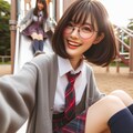 眼鏡女子 楓の滑り台 4枚目