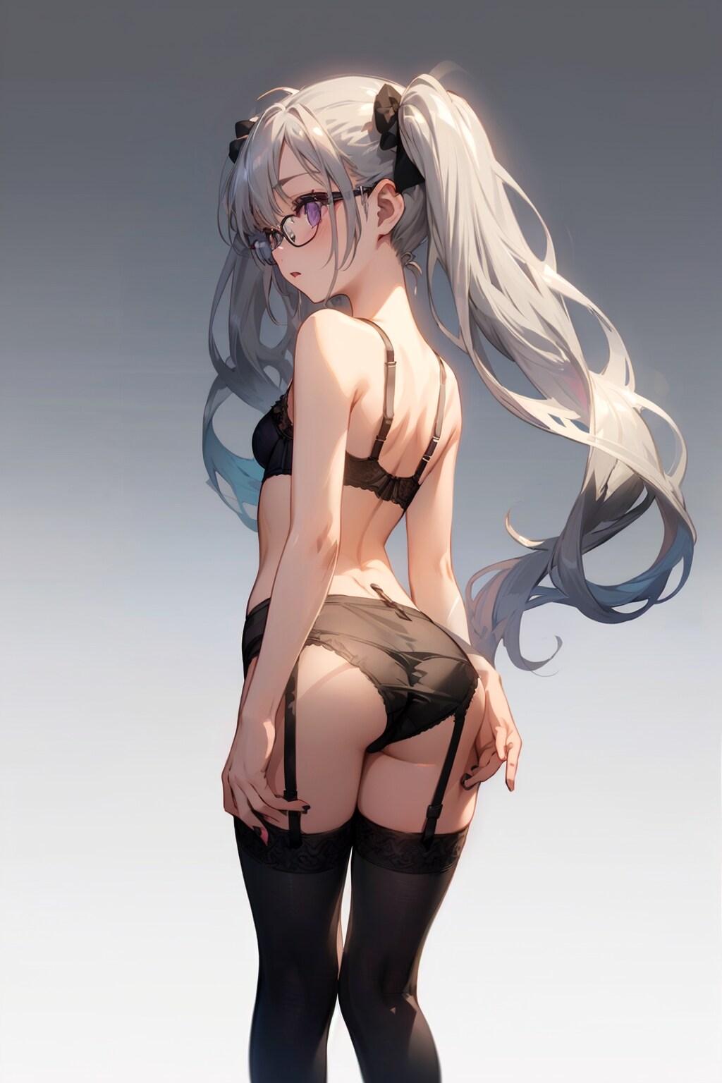 下着の眼鏡っ娘