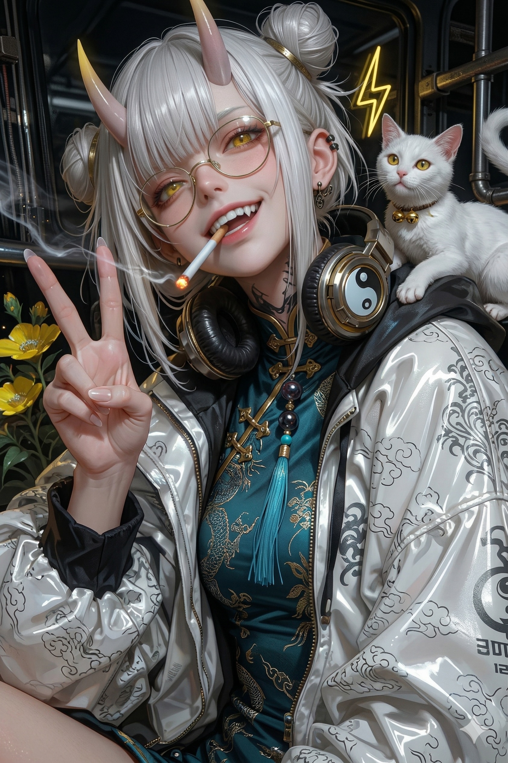 Yay! Let's go out and bring down some thunder again today! | の人気AIイラスト・グラビア