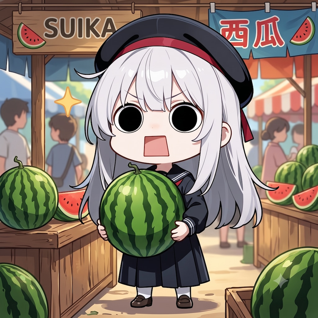 西瓜を選ぶえらいこっちゃ嬢