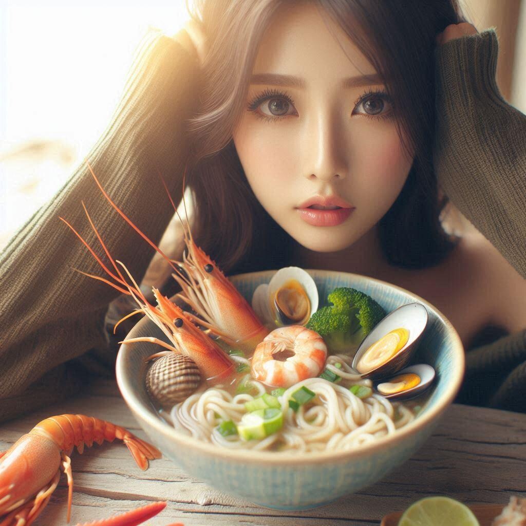 海少女とseafood noodle
