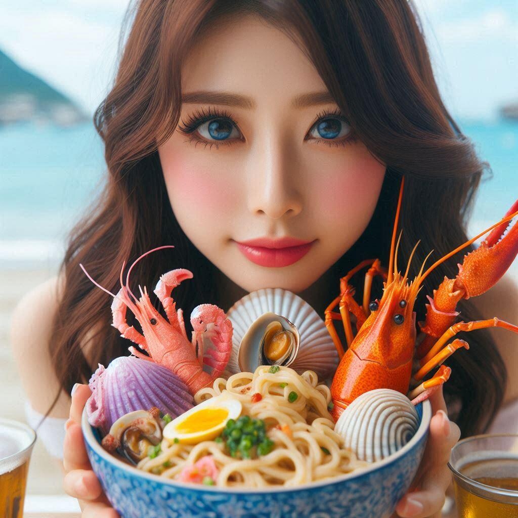 海少女とseafood noodle