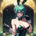 緑髪バニーガール(BW) 7枚目