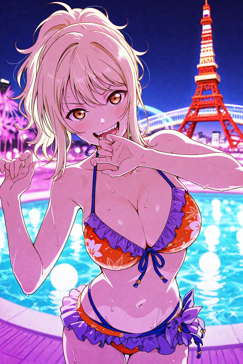 ナイトプールでハイな宮下愛👙🌃❤️