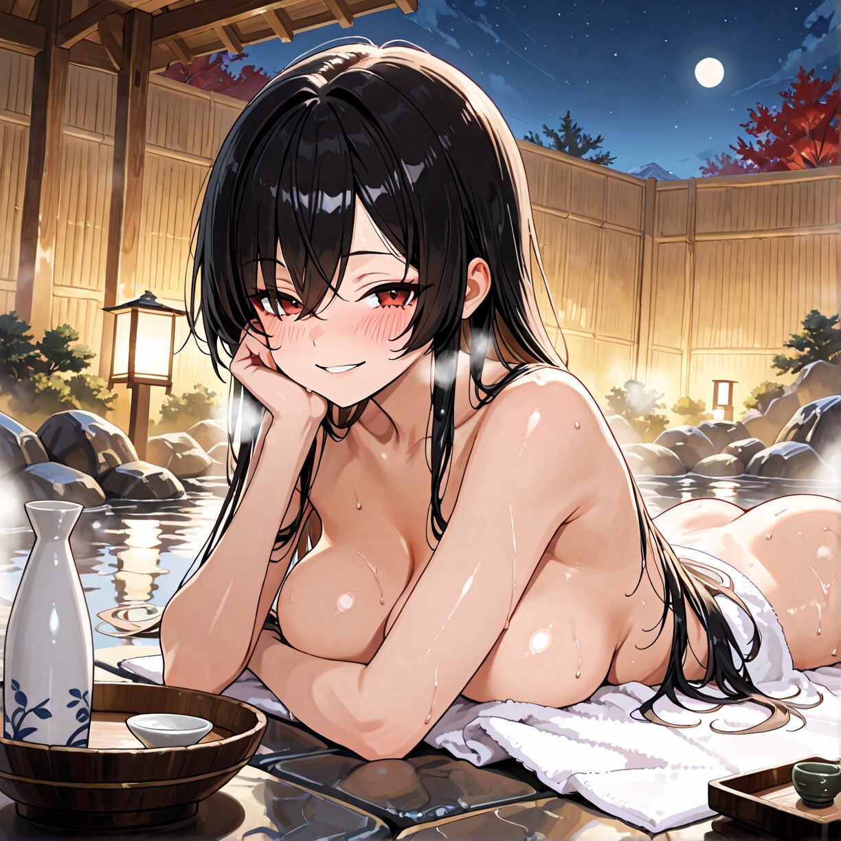 混浴露天風呂で…