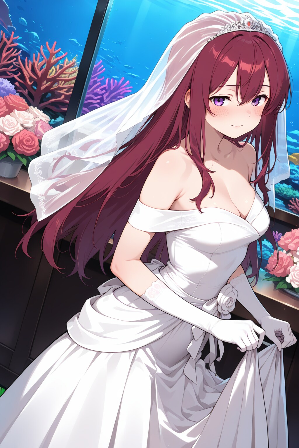 長身美脚赤髪紫目美少女のヴェディングドレス姿💒（ＨＡＰＰＹ様版）