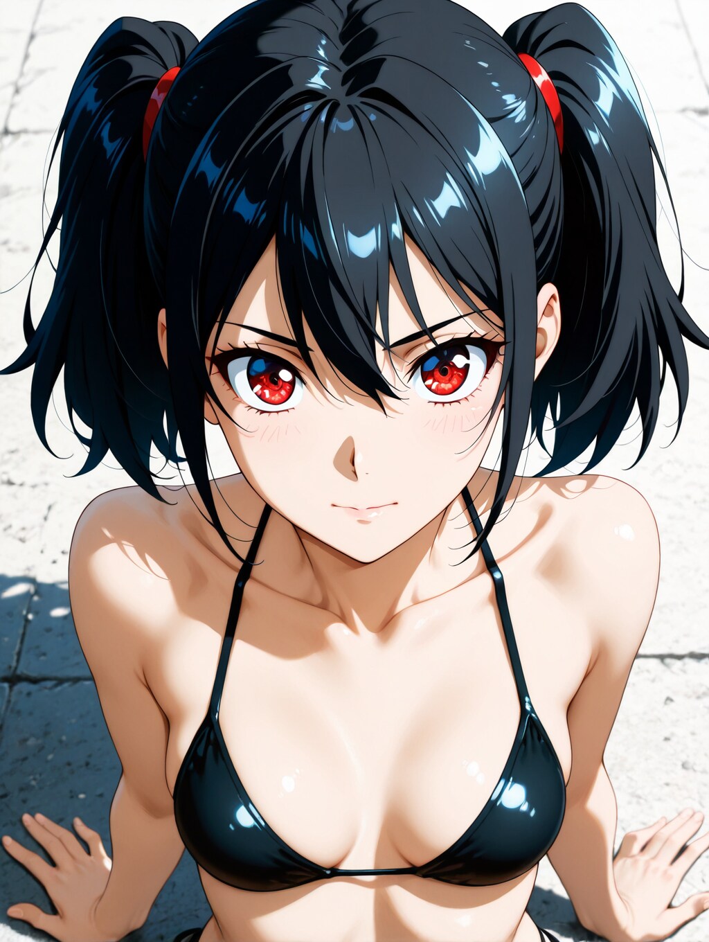 黒ビキニとツインテール