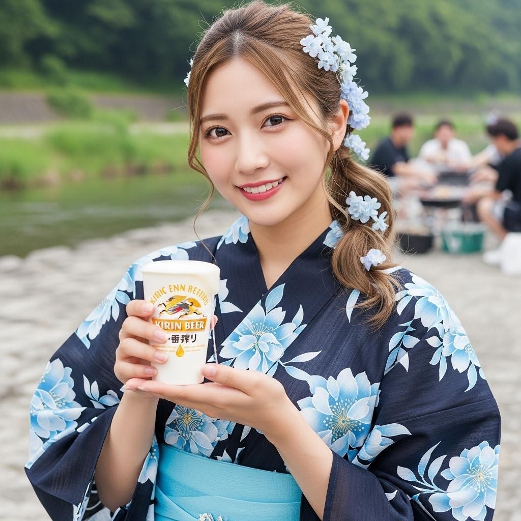 河原で　一杯如何ですか