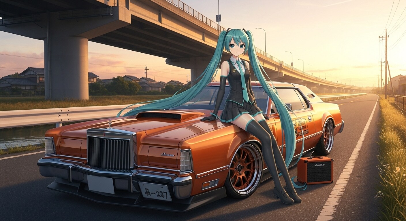 初音ミクとリンカーンコンチネンタルマーク4 | の人気AIイラスト・グラビア