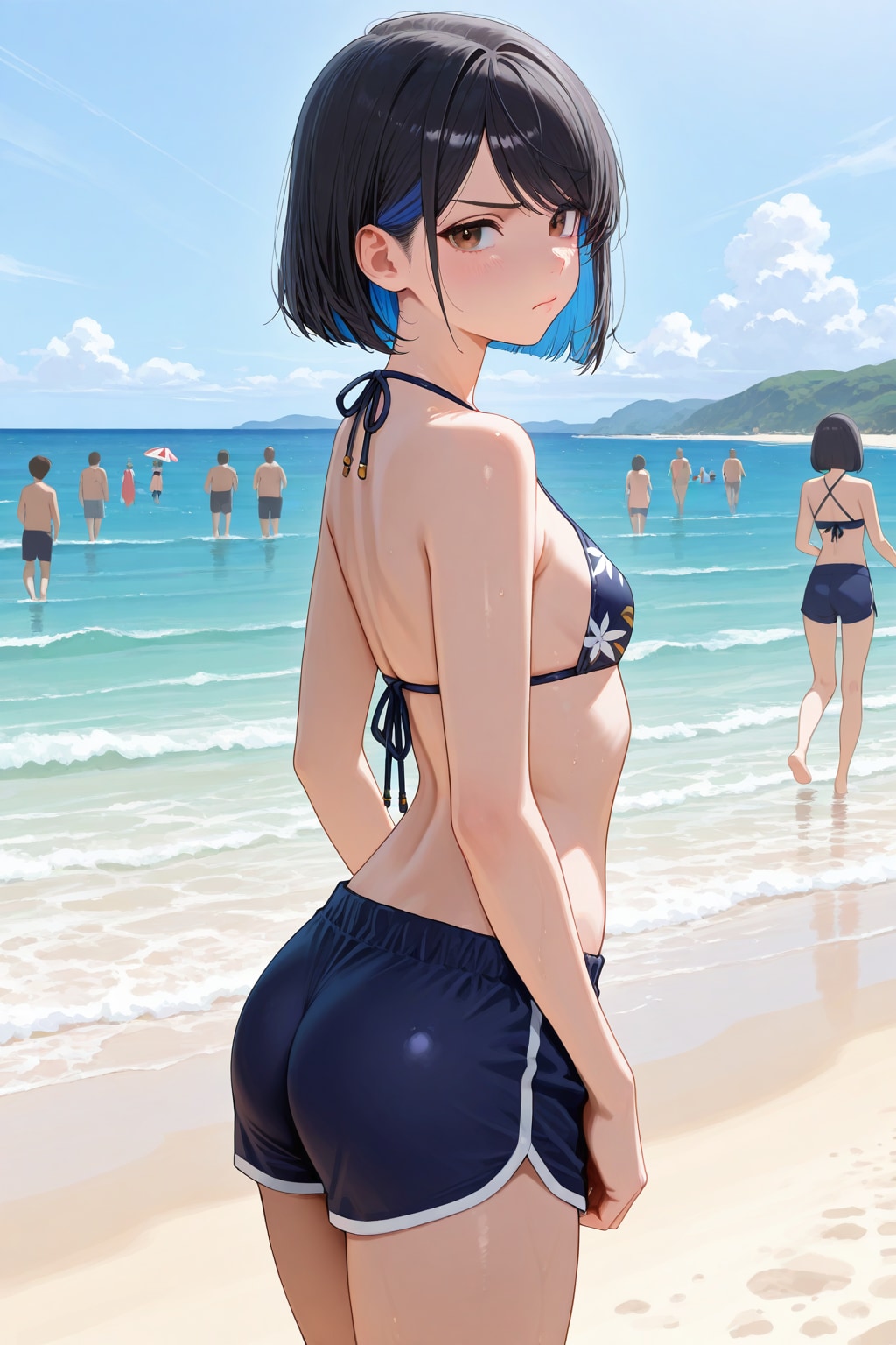 海に連れてこられた婦警さん