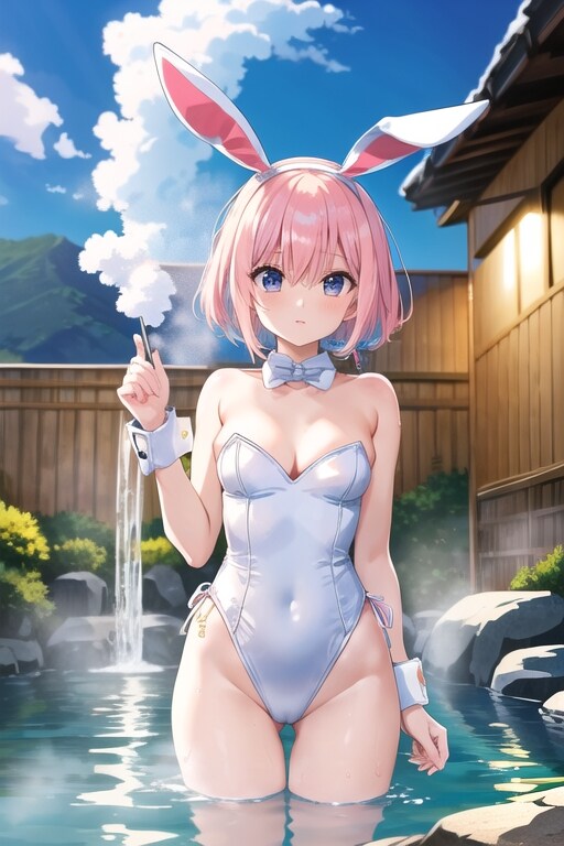 バニー温泉（桃髪娘）