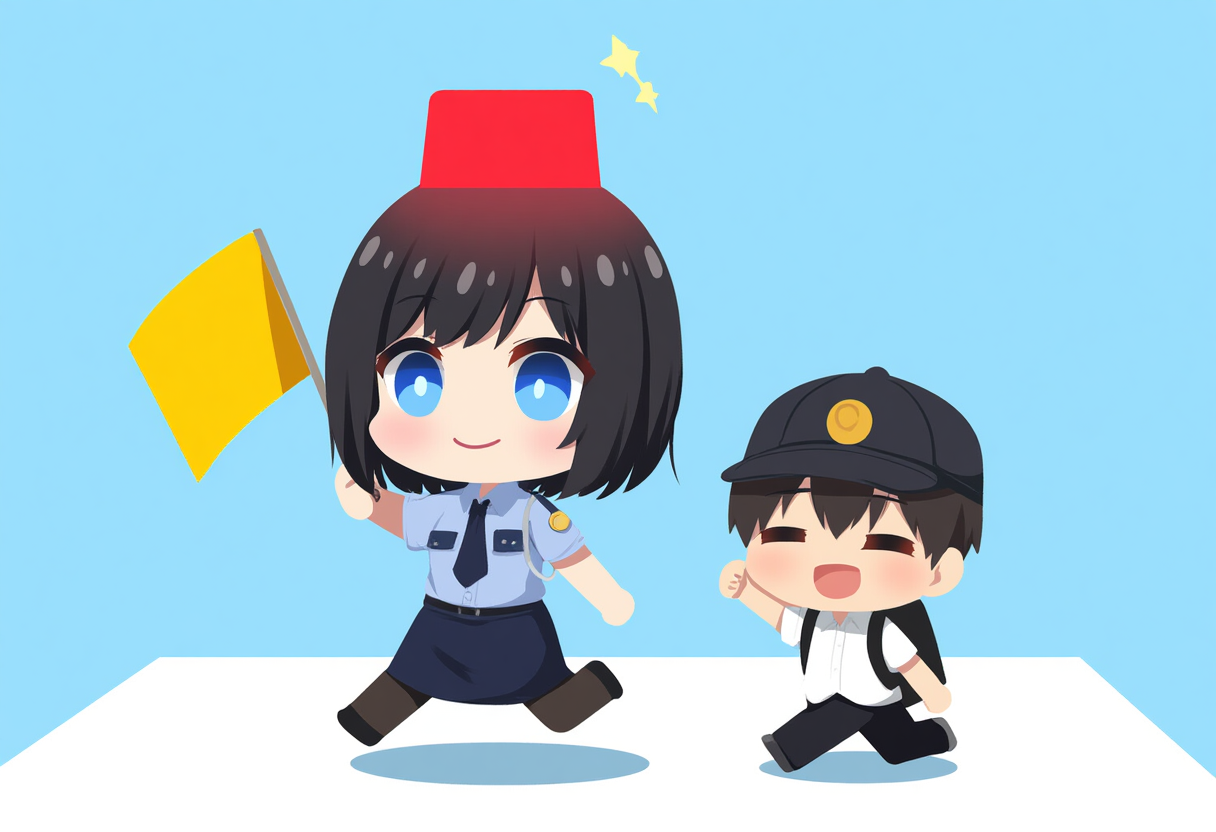 はいは～い、子供が横断しま～す。少しお待ちくださ～い