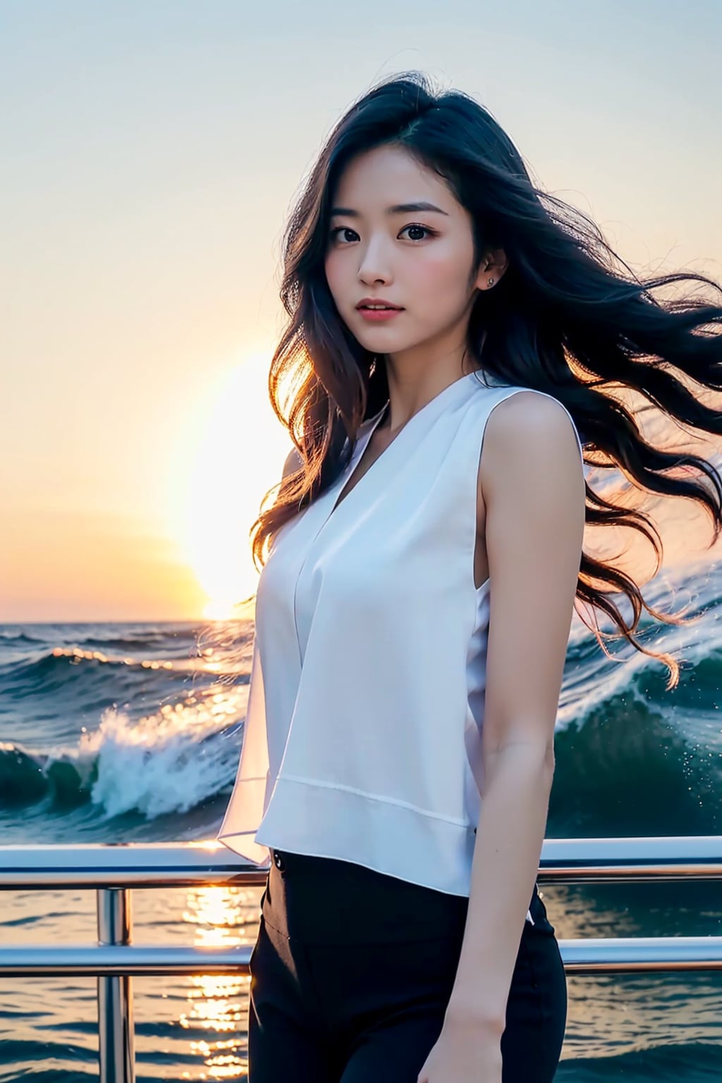 風に吹かれる彼女