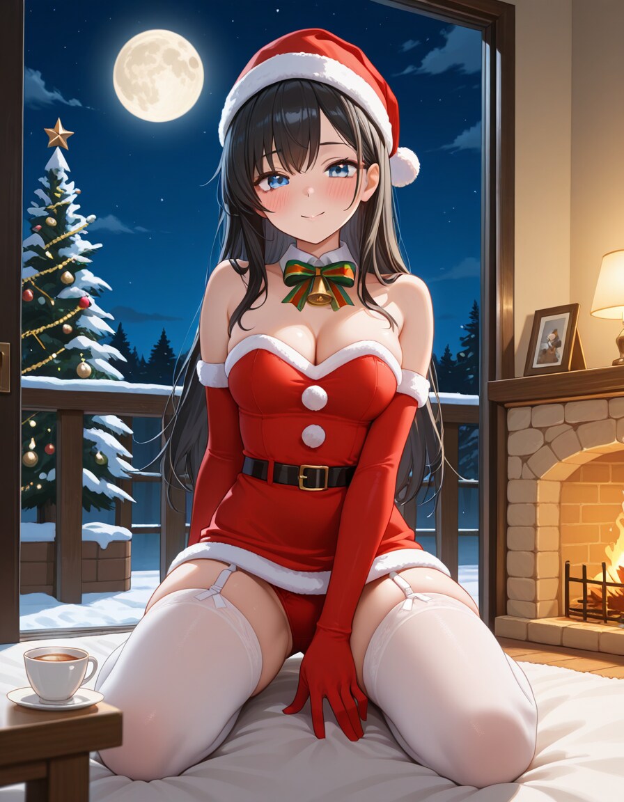 セクシーサンタ衣装の葵さん(PixAI版)