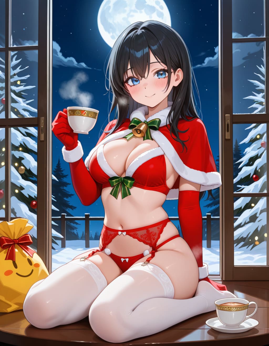セクシーサンタ衣装の葵さん(PixAI版)
