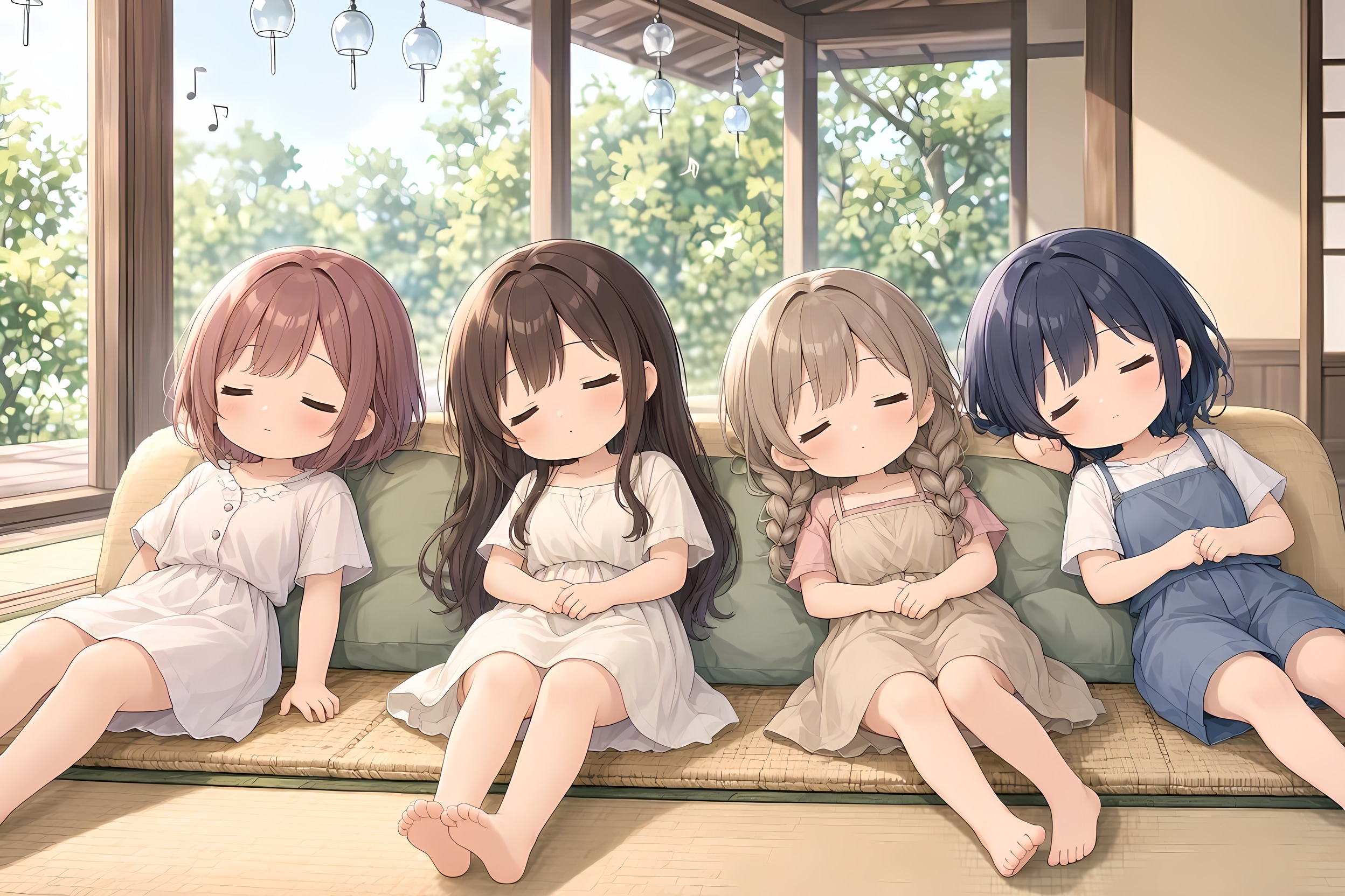 今日の夏休み（風鈴の音色でお昼寝１） | の人気AIイラスト・グラビア