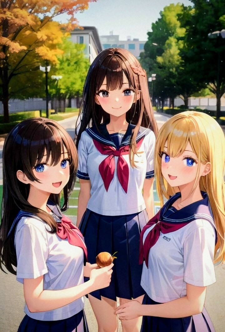 放課後､秋の新店舗巡りをする　　　　　　　　　　　　　　　　高校生と留学生達｡🍁 | の人気AIイラスト・グラビア