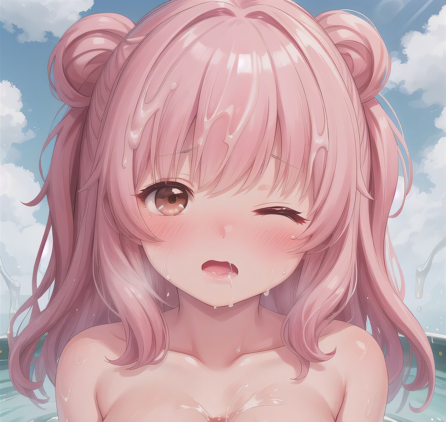 ピンク髪ロングで水鉄砲の少女６