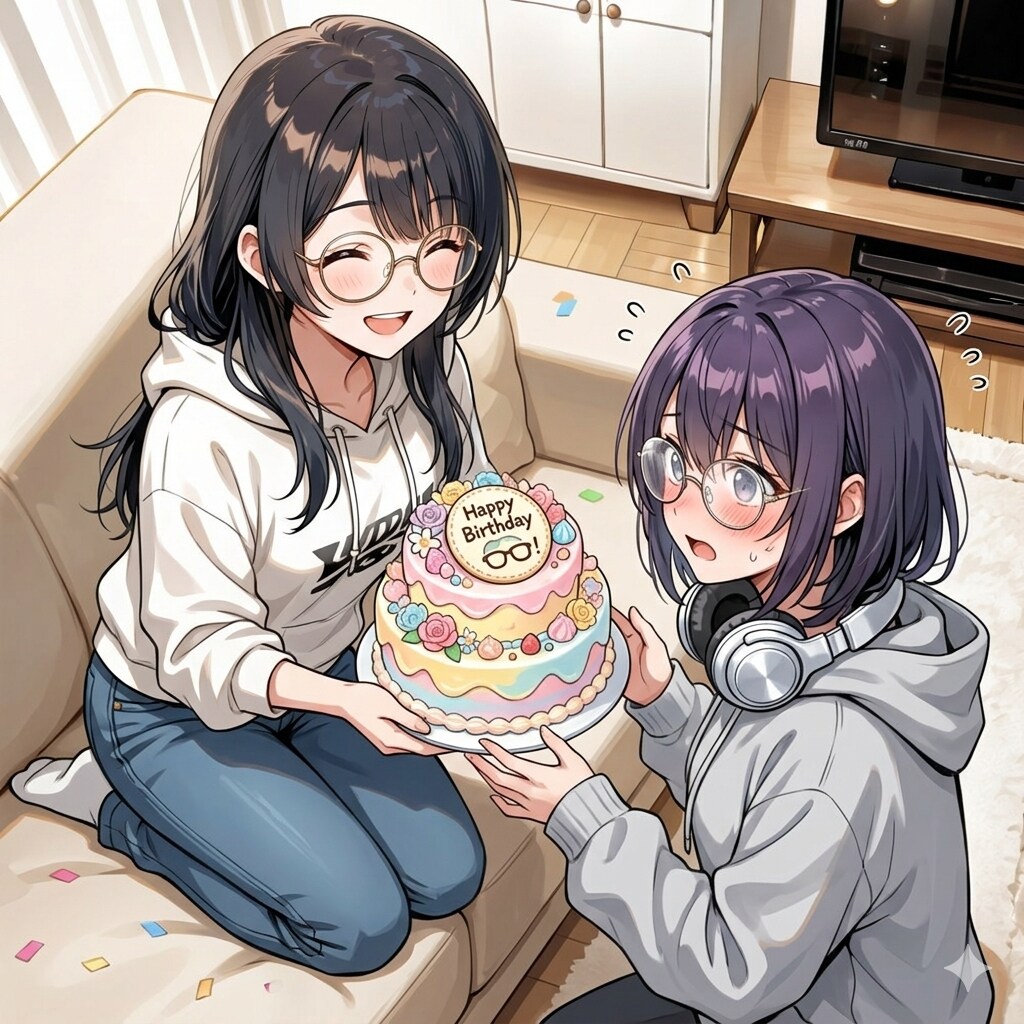 【FA御礼】うちの子ちゃんから誕生日ケーキをもらうすみれちゃん