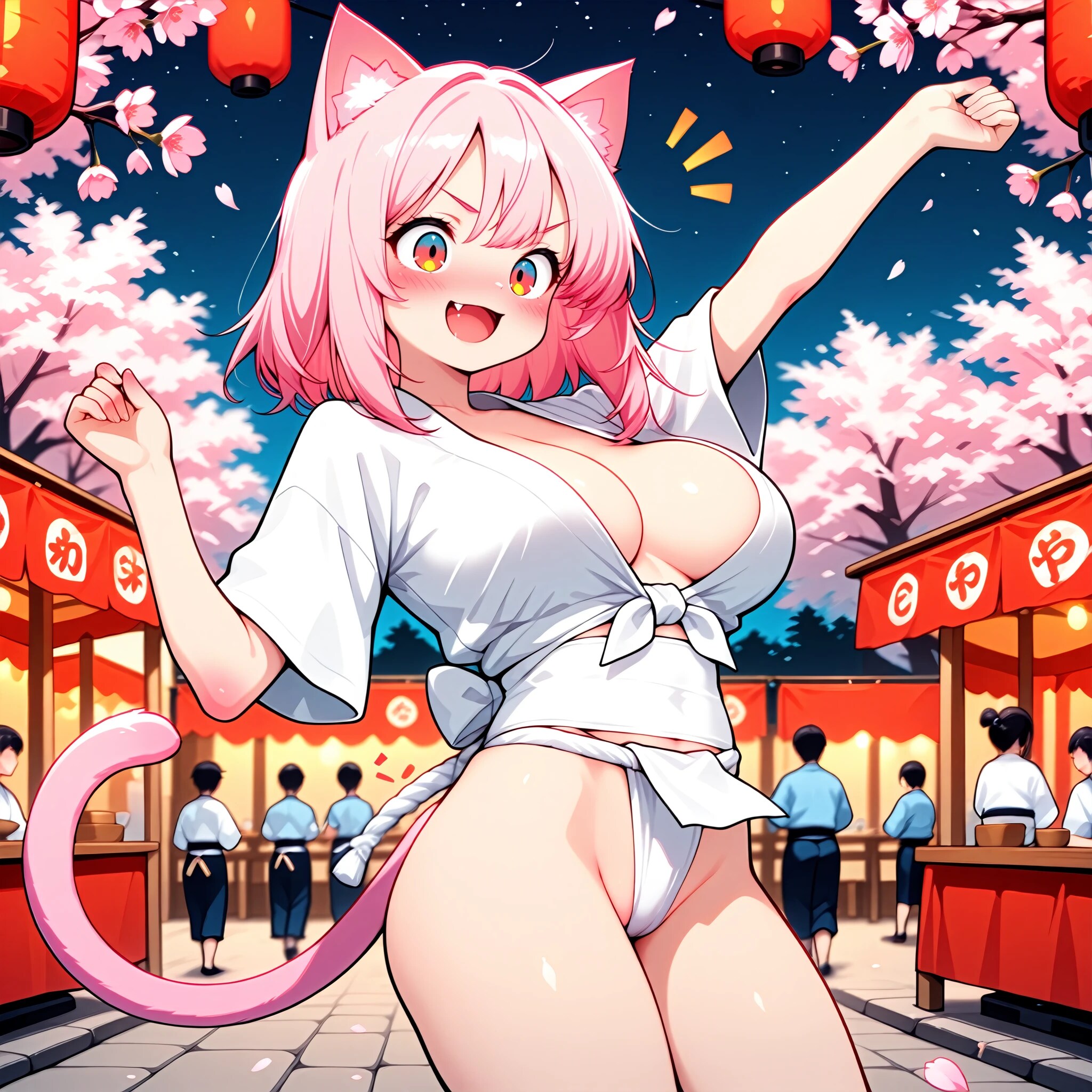 春のお祭りで踊る　猫耳さん