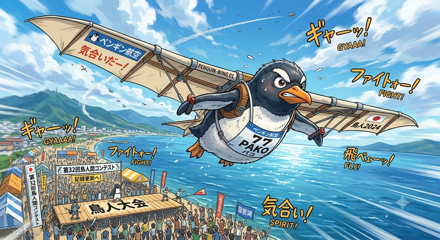 鳥人大会に出場のペンギン