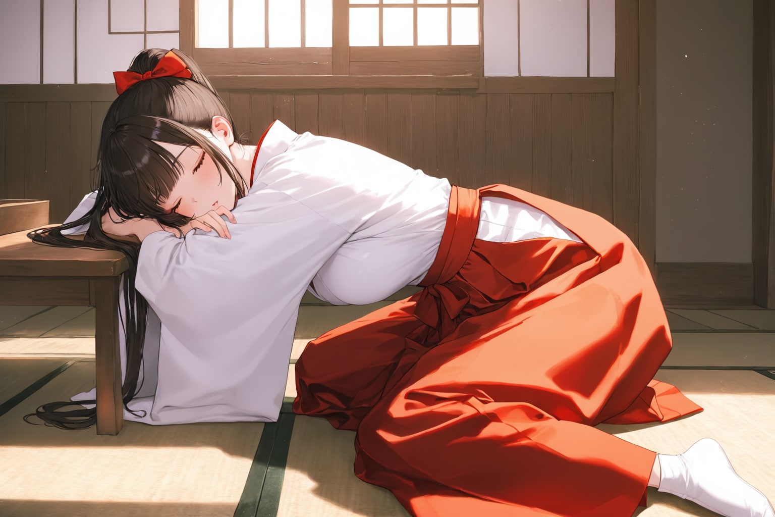 お昼寝巫女さん。