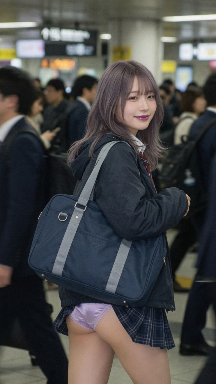 バッグたくし上げパンチラ