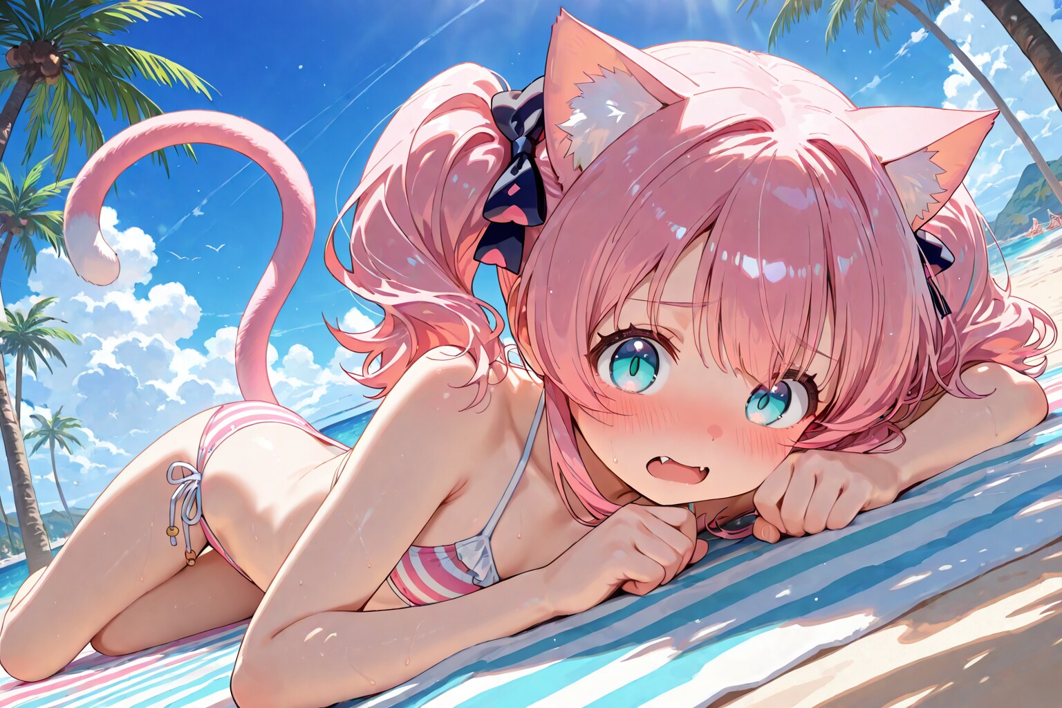 リゾートの猫耳ピンクちゃん