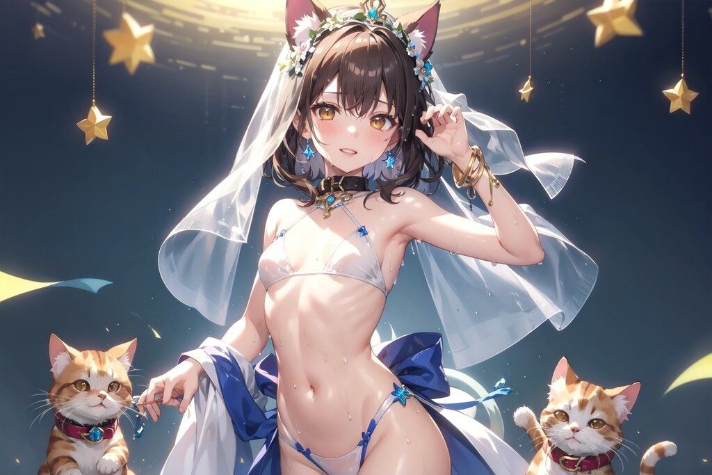 星空と猫耳おんなのこ