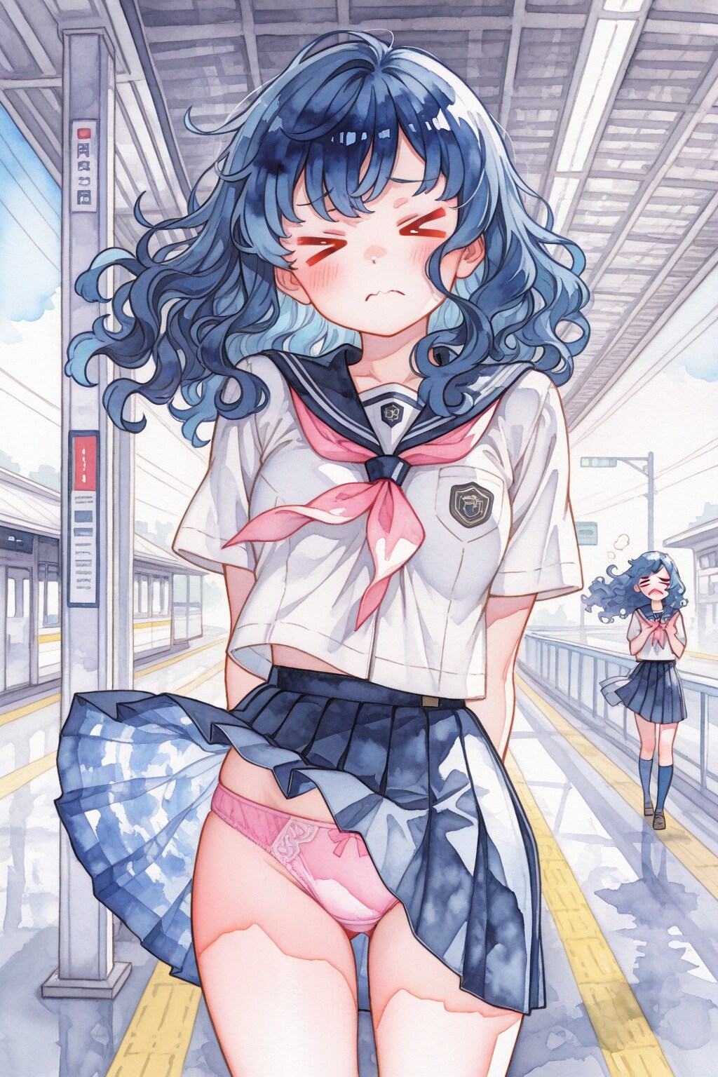 パンチラする青髪ちゃん