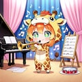 楽器を演奏するキリン着ぐるみちび子ちゃん 2枚目