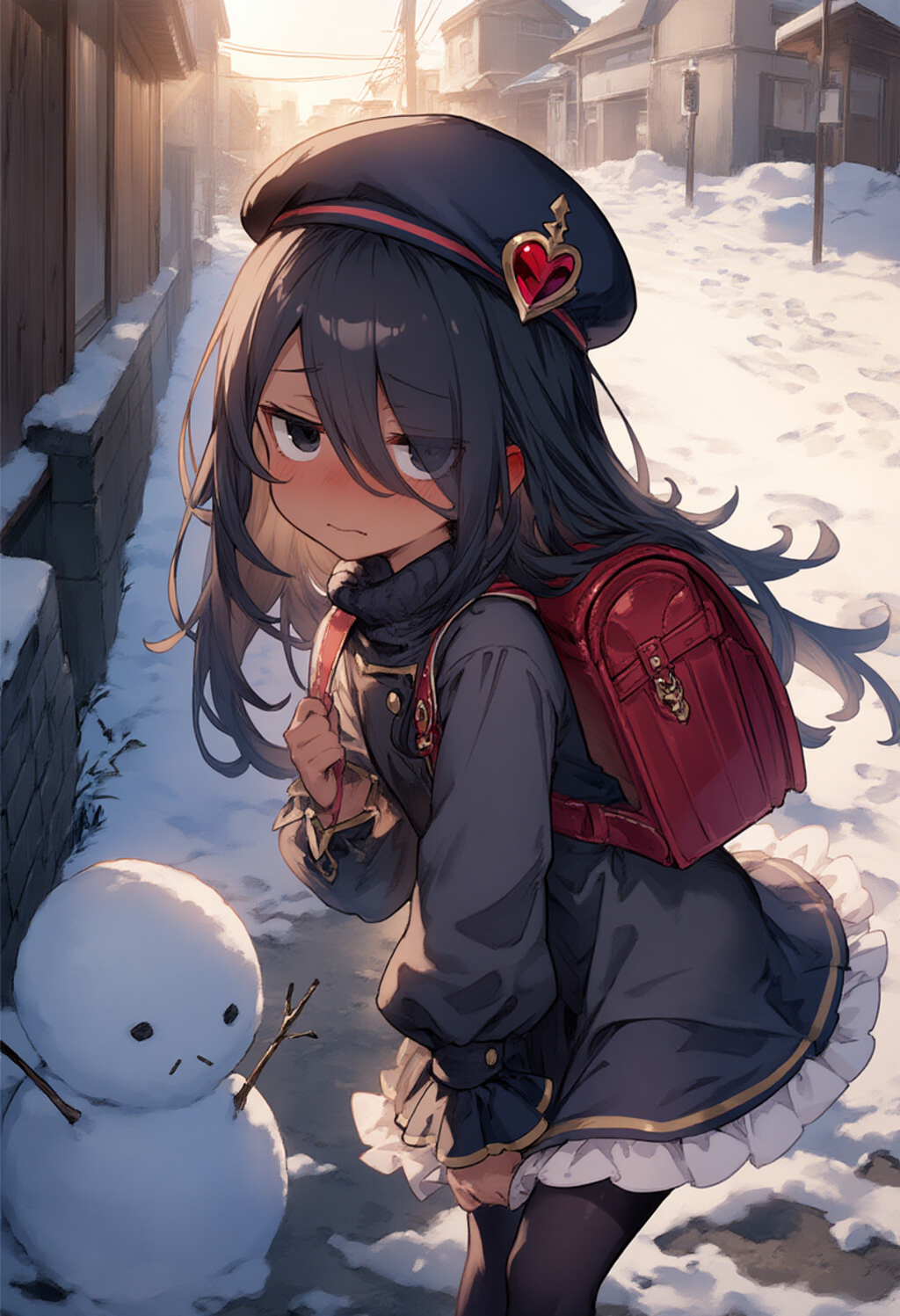 褐色片目カクレちゃんの通学路冬