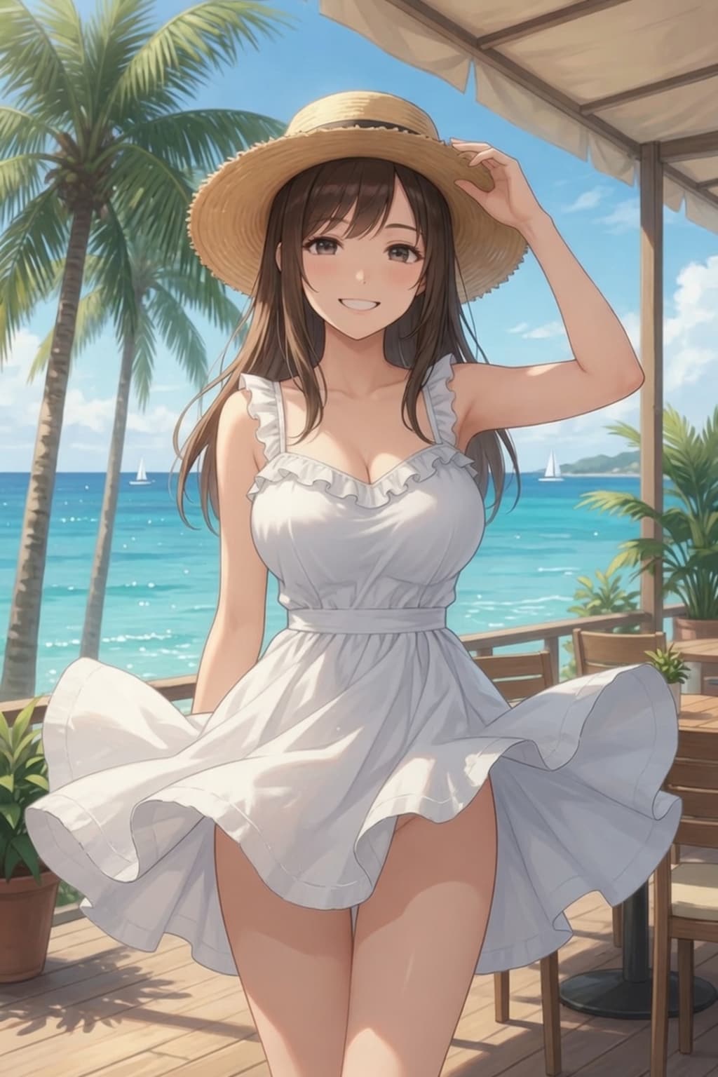 ノースリワンピの女の子