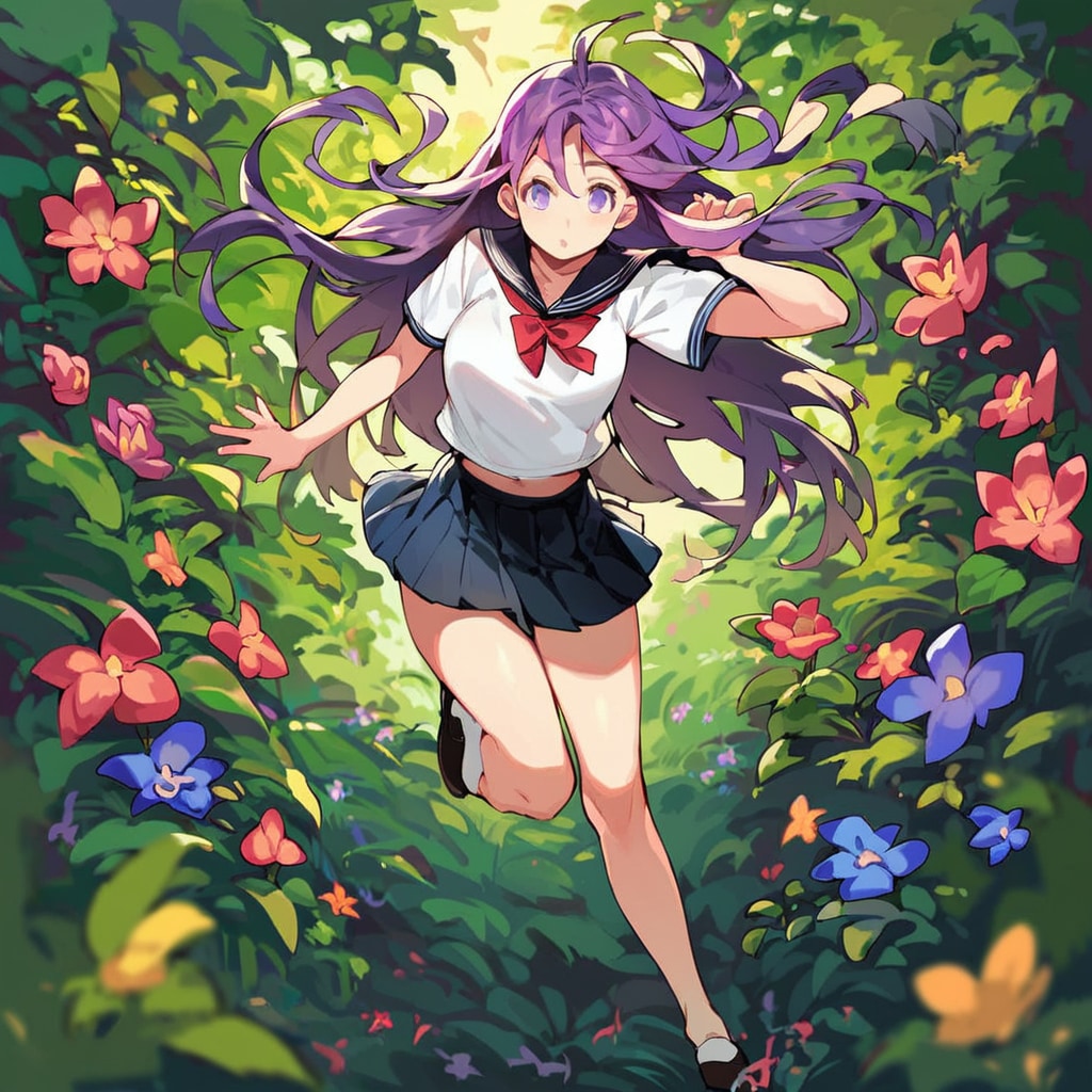 女子高生と花