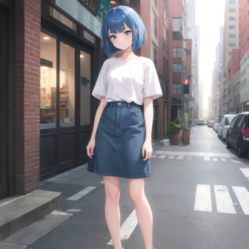 カジュアルなデニムスカートコーデ