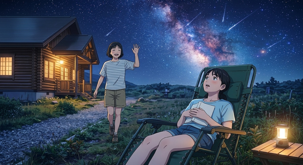 「ねえ、何してるの？」 「わたし思ってたんだ…人間はいつかあの星雲の向こう側に行けるのかなって…」 「行けるよ！行きたいと思っていればいつかね♥」