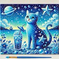 アクリル、青い猫、青の世界 4枚目