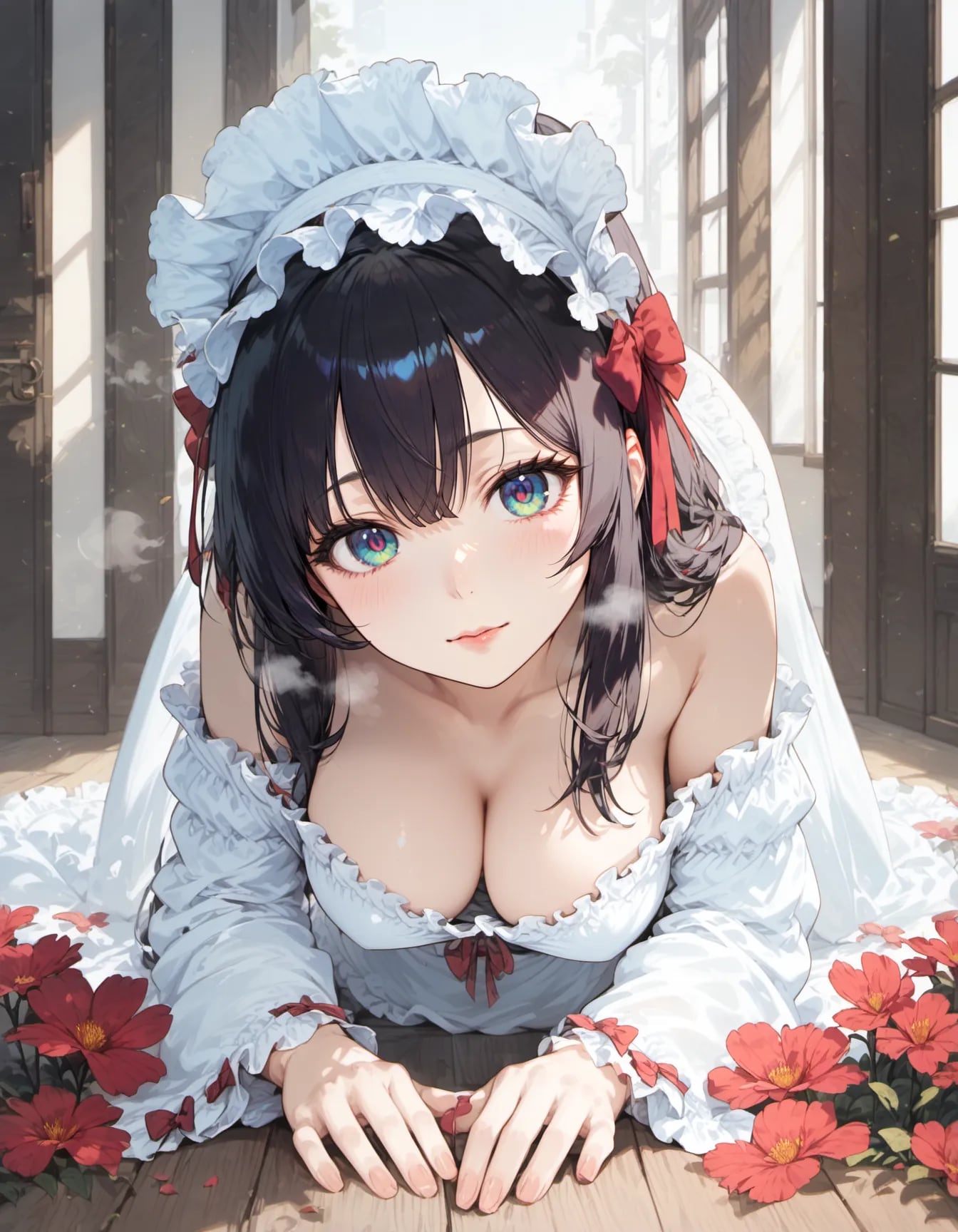 Scarlet Blooms on the Floorboards | の人気AIイラスト・グラビア