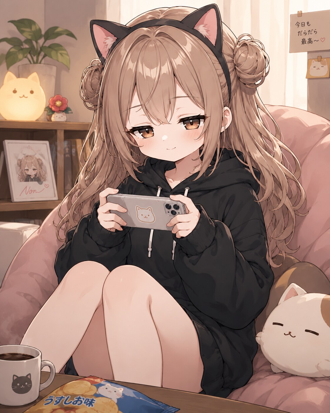 猫耳のんぴぃ、ゲーム中だぴ♡ | の人気AIイラスト・グラビア