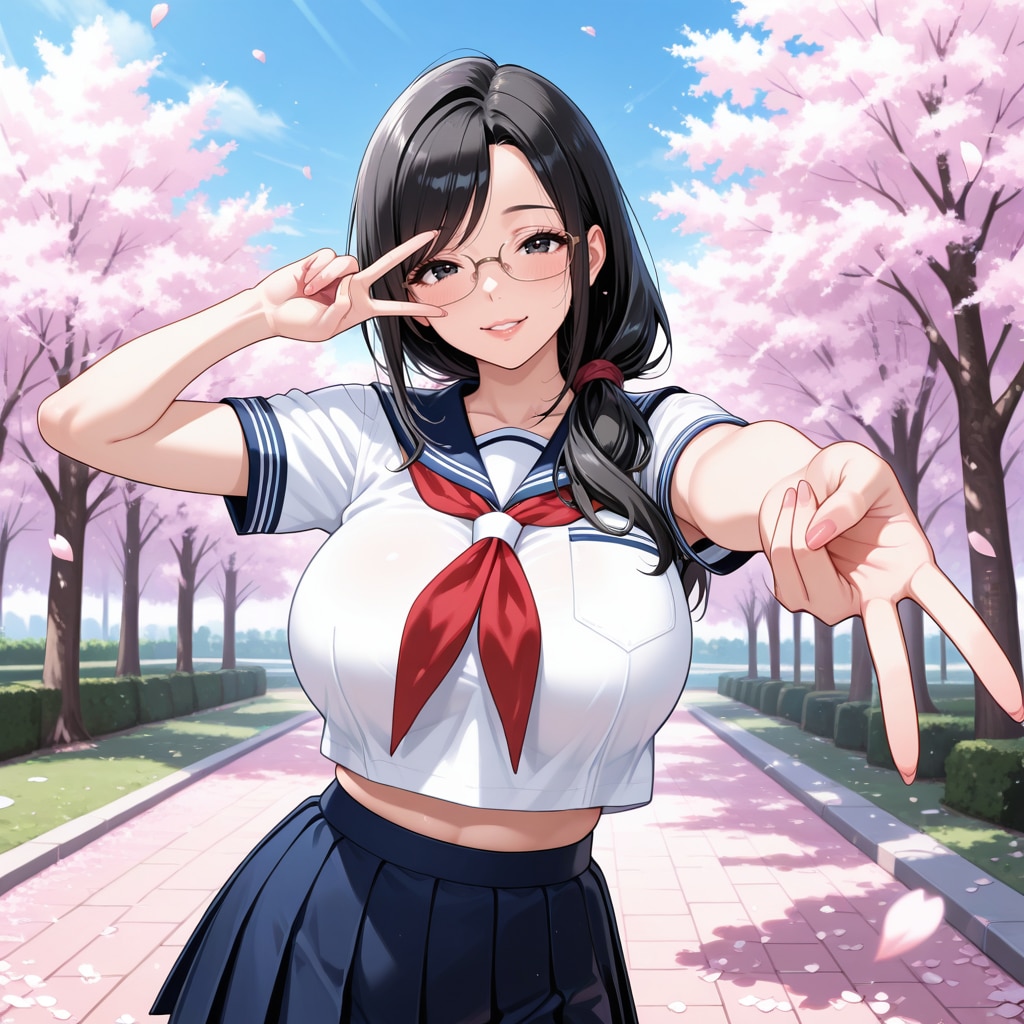 おばさんのセーラー服とギャルピース