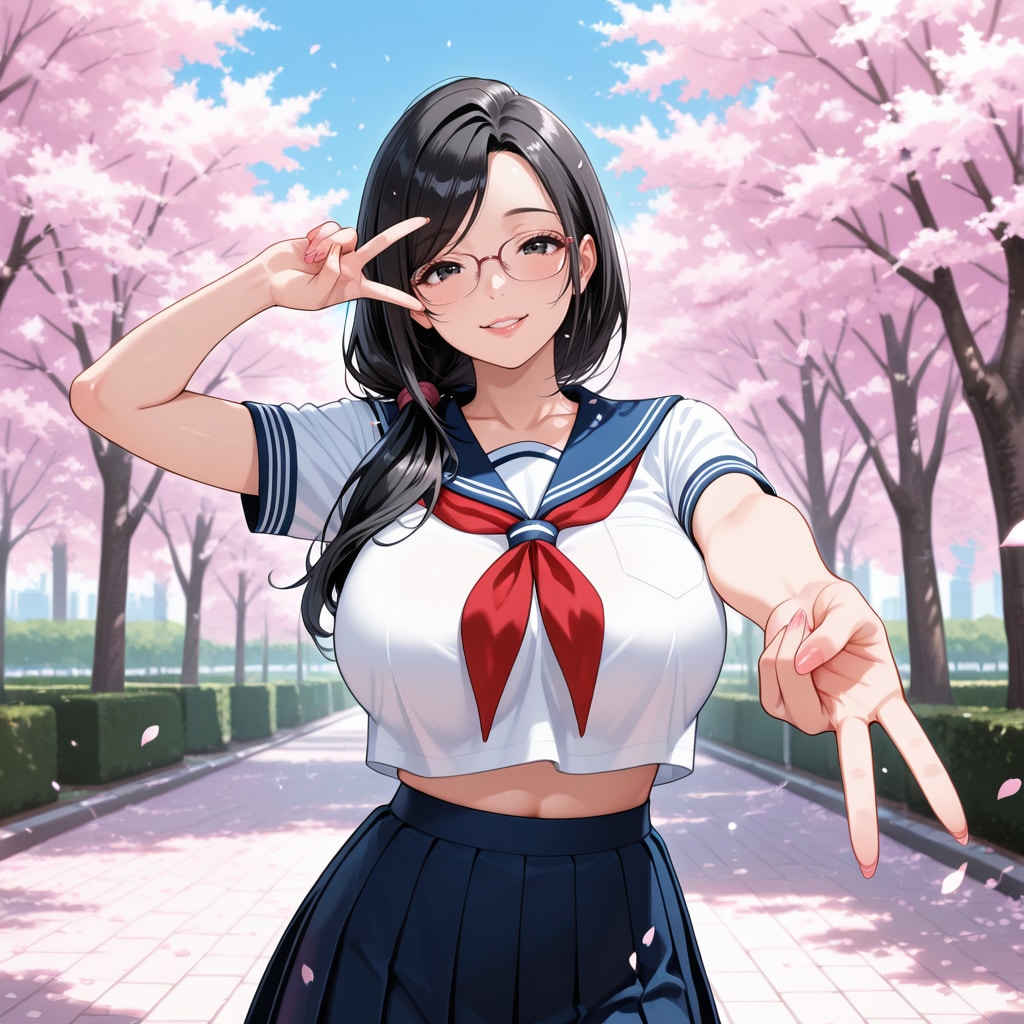 おばさんのセーラー服とギャルピース