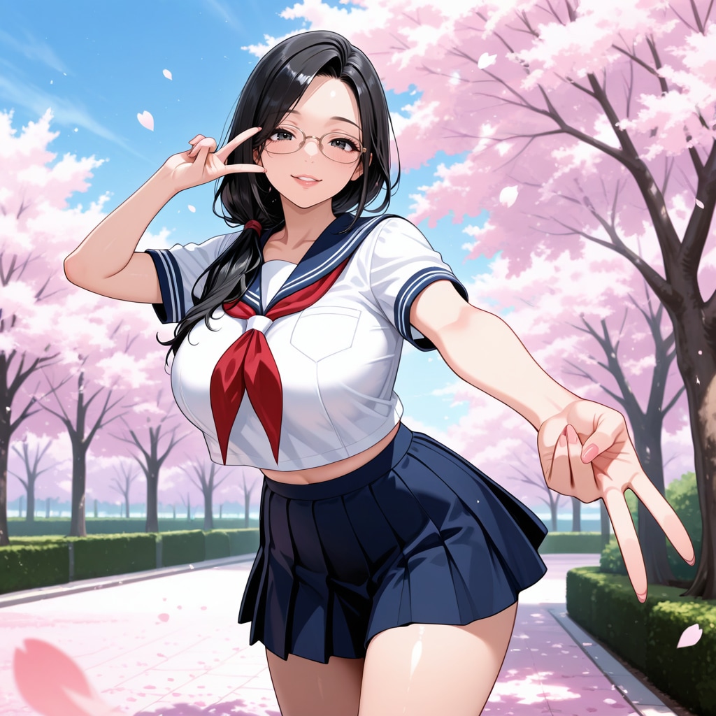 おばさんのセーラー服とギャルピース