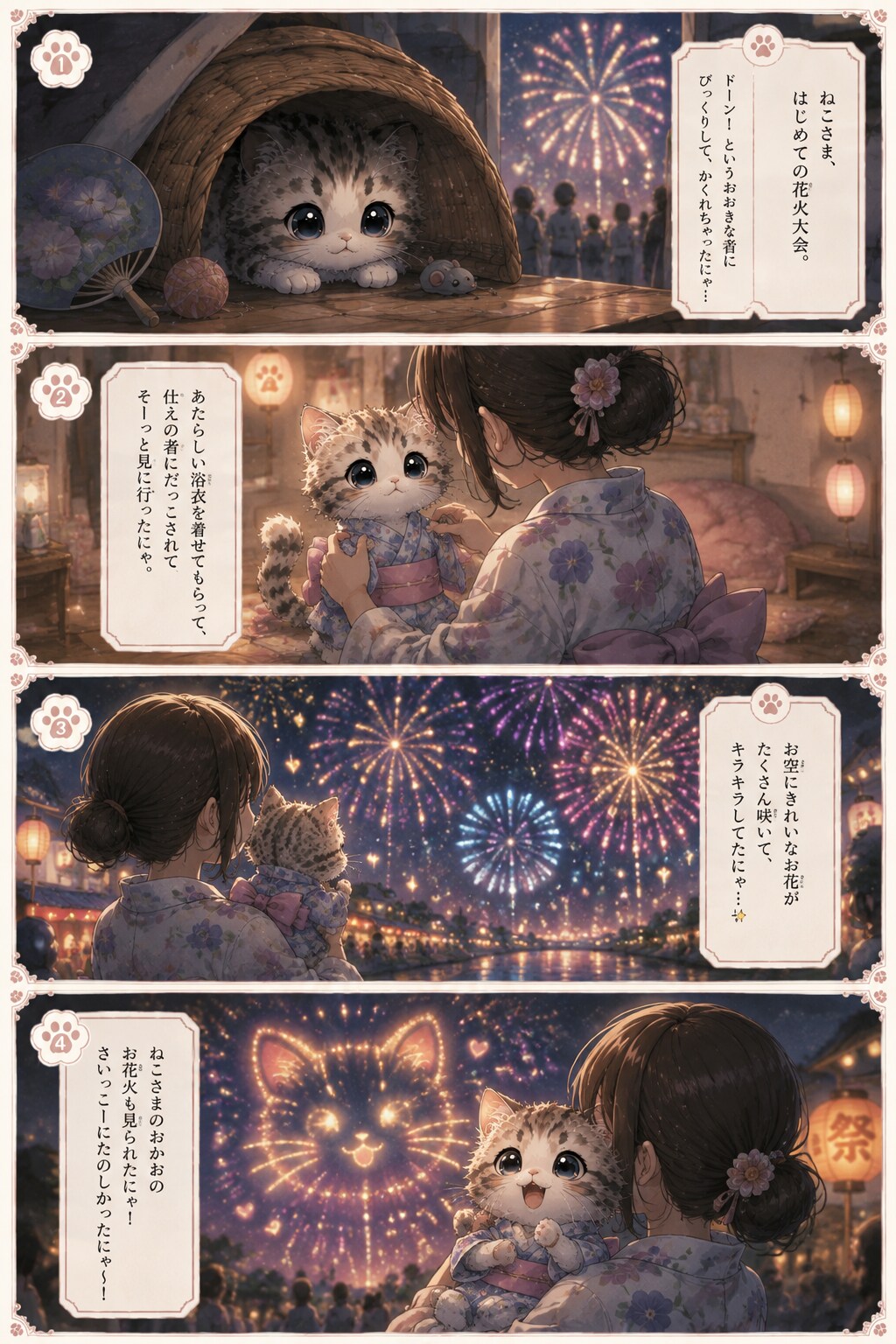 ねこさま、はじめての花火大会🎇 | の人気AIイラスト・グラビア