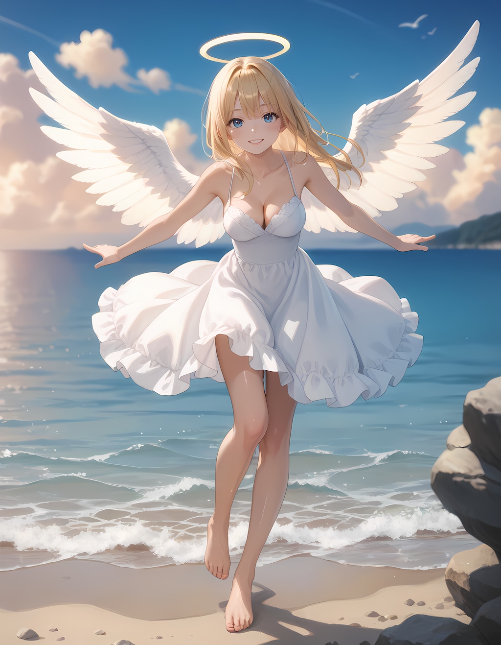 夕日と天使様
