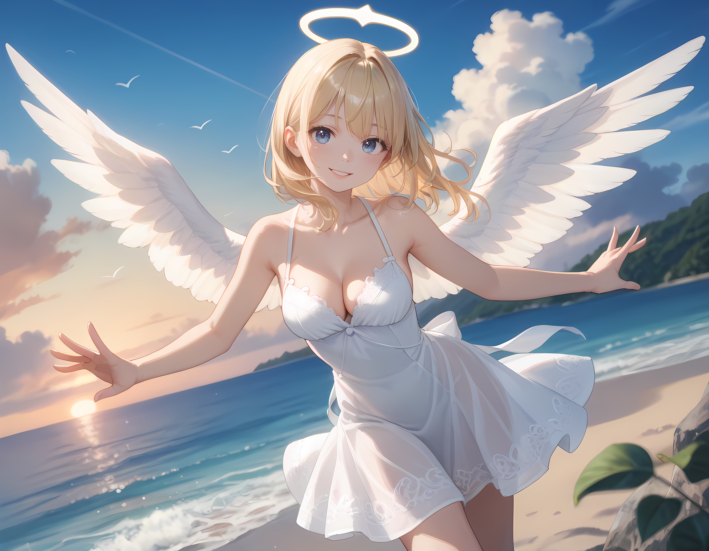 夕日と天使様